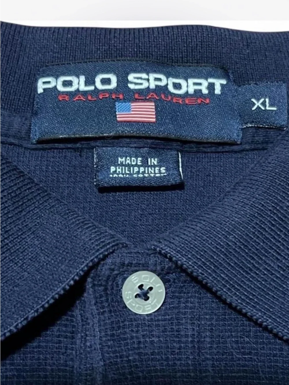 Vintage 90s Polo Sport Ralph Lauren Striped Polo Shirt Navy Blue Yellow XL